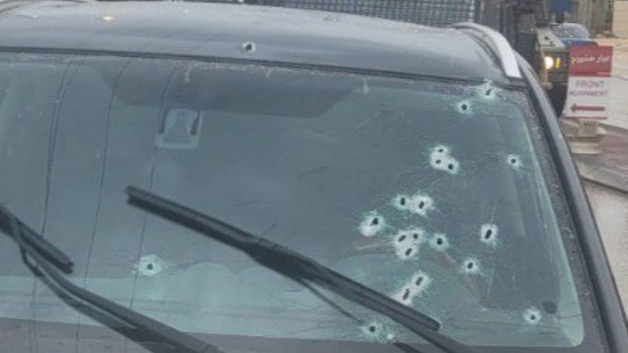 A man was seriously injured in a shooting attack on his car in Huwara, outside Nablus on March 19, 2023. Source: Twitter.