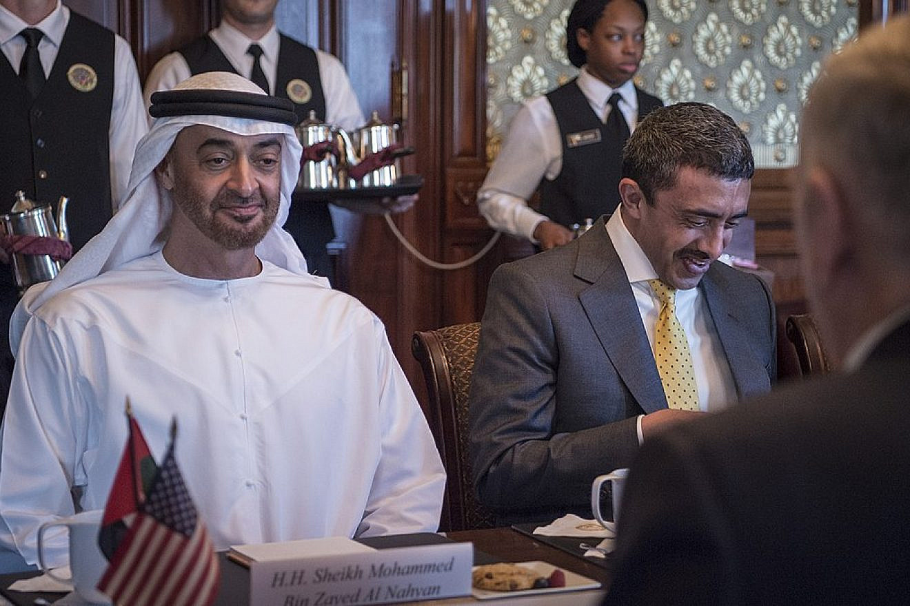 Abu Dhabi’s Crown Prince Mohammed bin Zayed Al Nahyan (left) at the Eisenhower Executive Office Building in Washington, D.C., May 15, 2017. DOD photo by U.S. Air Force Tech. Sgt. Brigitte N. Brantley