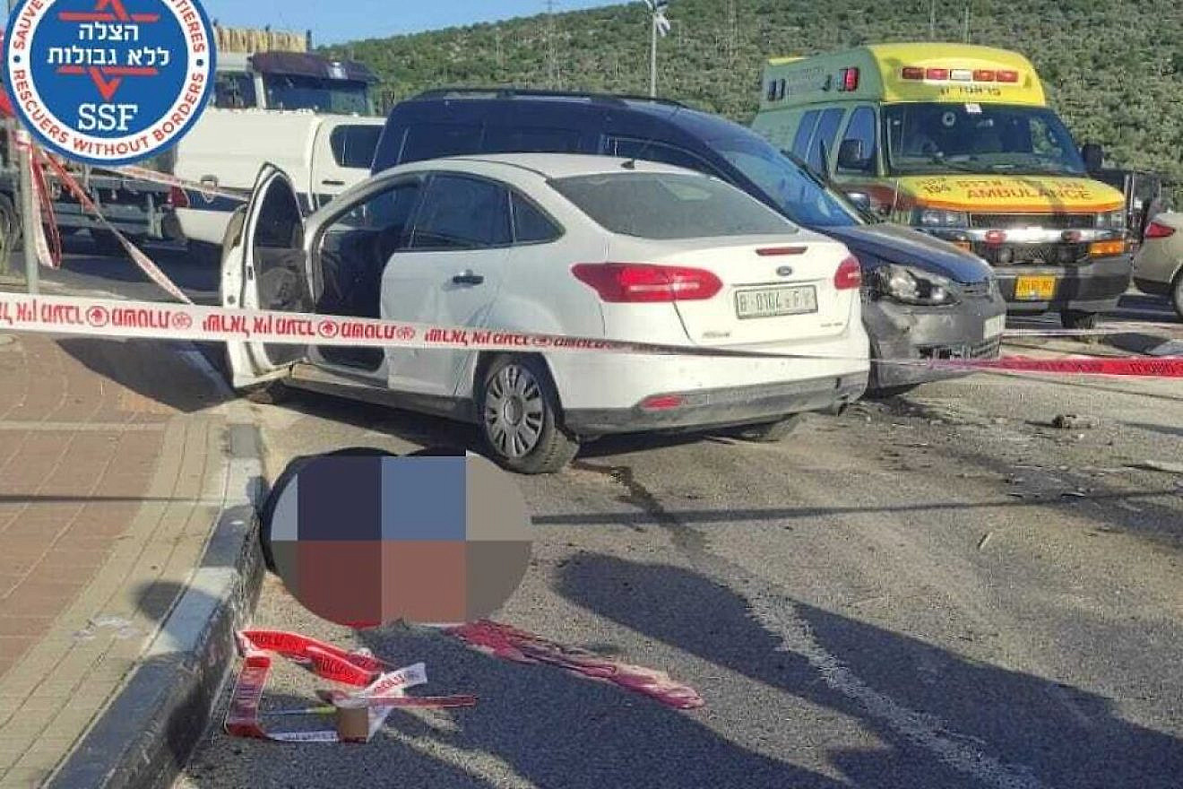 Israeli forces thwart a Palestinian terrorist attack at the Gitai Avisar Junction near the city of Ariel in Samaria, April 27, 2023. Credit: Rescuers Without Borders.