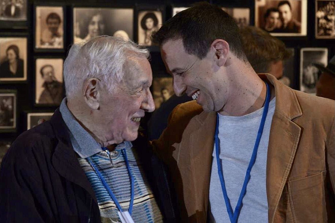 David Wisner and his grandson, Avi Wisnia, at a panel discussion as part of the International Conference on Education About Auschwitz and the Holocaust, Oct. 26-29, 2015. Photo courtesy of Avi Wisnia.