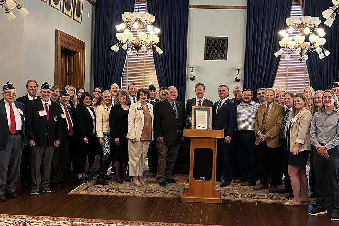 A ceremony at the Kansas State Capitol celebrating the state's designation of May as Jewish American Heritage Month, March 29, 2023. Credit: Combat Antisemitism Movement.