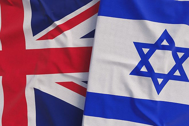 Flags of the United Kingdom and Israel. Credit: Dana Creative Studio/Shutterstock.