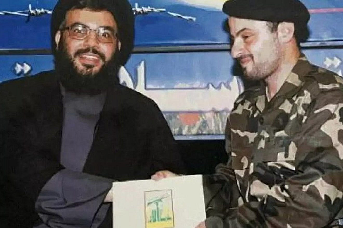 Mohammed Bashir (right) with Hezbollah chief Hassan Nasrallah. Credit: Shin Bet.