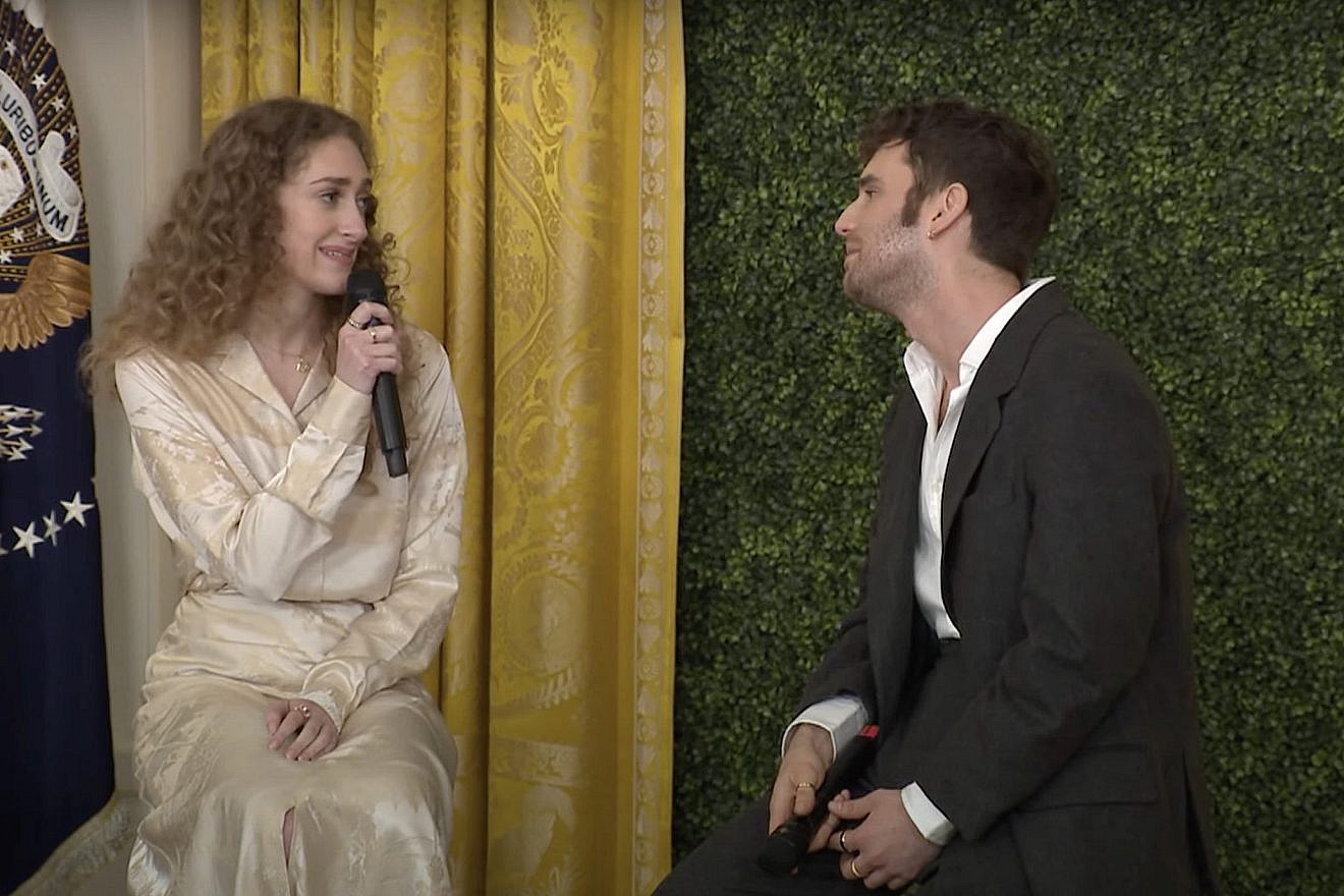 Micaela Diamond and Ben Platt of the Broadway musical “Parade” perform at the White House for Jewish American Heritage Month, May 16, 2023. Source: YouTube.
