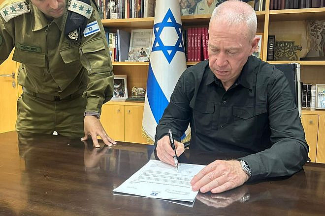 Israeli Defense Minister Yoav Gallant requests Cabinet approval to apply an emergency declaration to communities situated within 80 km. of the Gaza Strip, May 10, 2023. Credit: Courtesy.