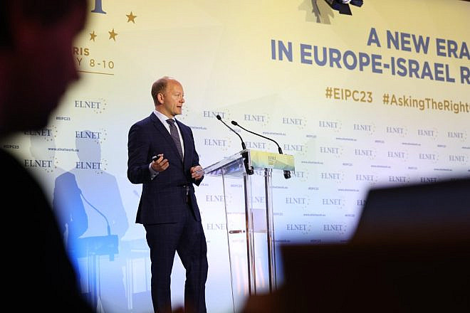 Carsten Ovens, executive director of ELNET Germany, speaks at the ELNET International Policy Conference in Paris, May 2023. Courtesy: ELNET.