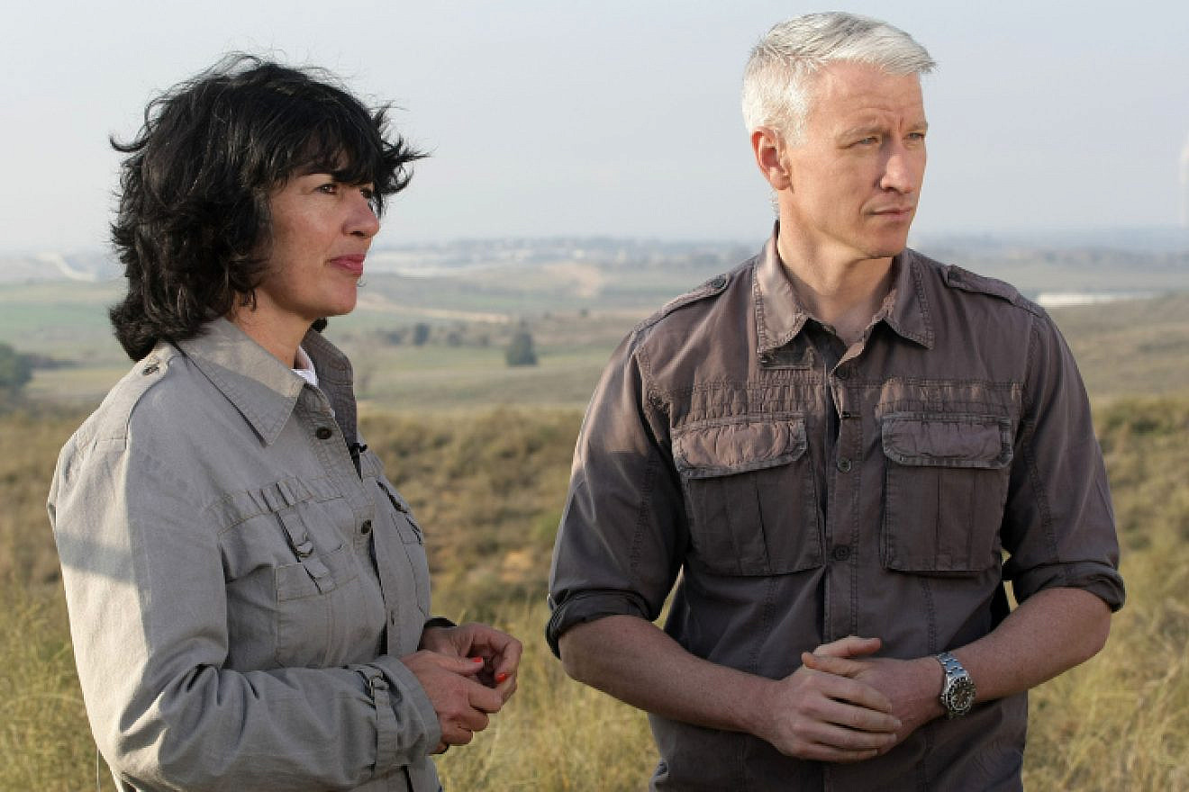 Anderson Cooper and Christiane Amanpour, correspondents for CNN, broadcast live from a hill near the southern Israeli town of Sderot overseeing the Gaza strip on Jan 5, 2009. Photo by Kobi Gideon/Flash90.