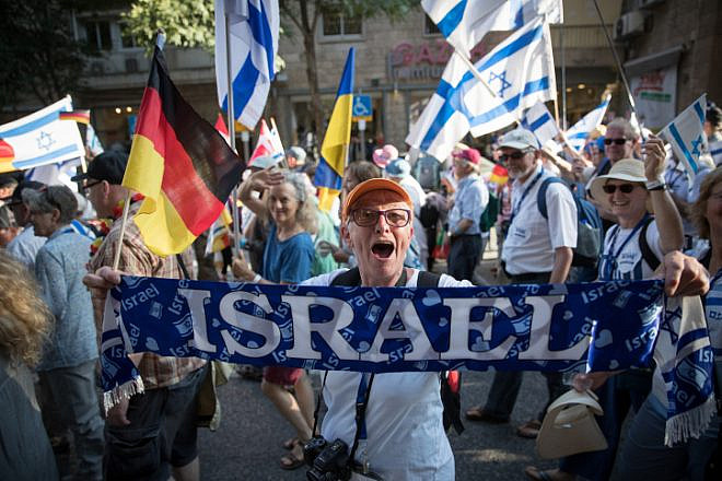 Thousands of Christian Evangelists march at "March of the Nations 2018 " event in center of Jerusalem, May 15, 2018. Photo by Yonatan Sindel/Flash90.