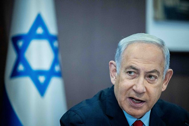 Israeli Prime Minister Benjamin Netanyahu leads a Cabinet meeting in Jerusalem, May 7, 2023. Photo by Yonatan Sindel/Flash90.