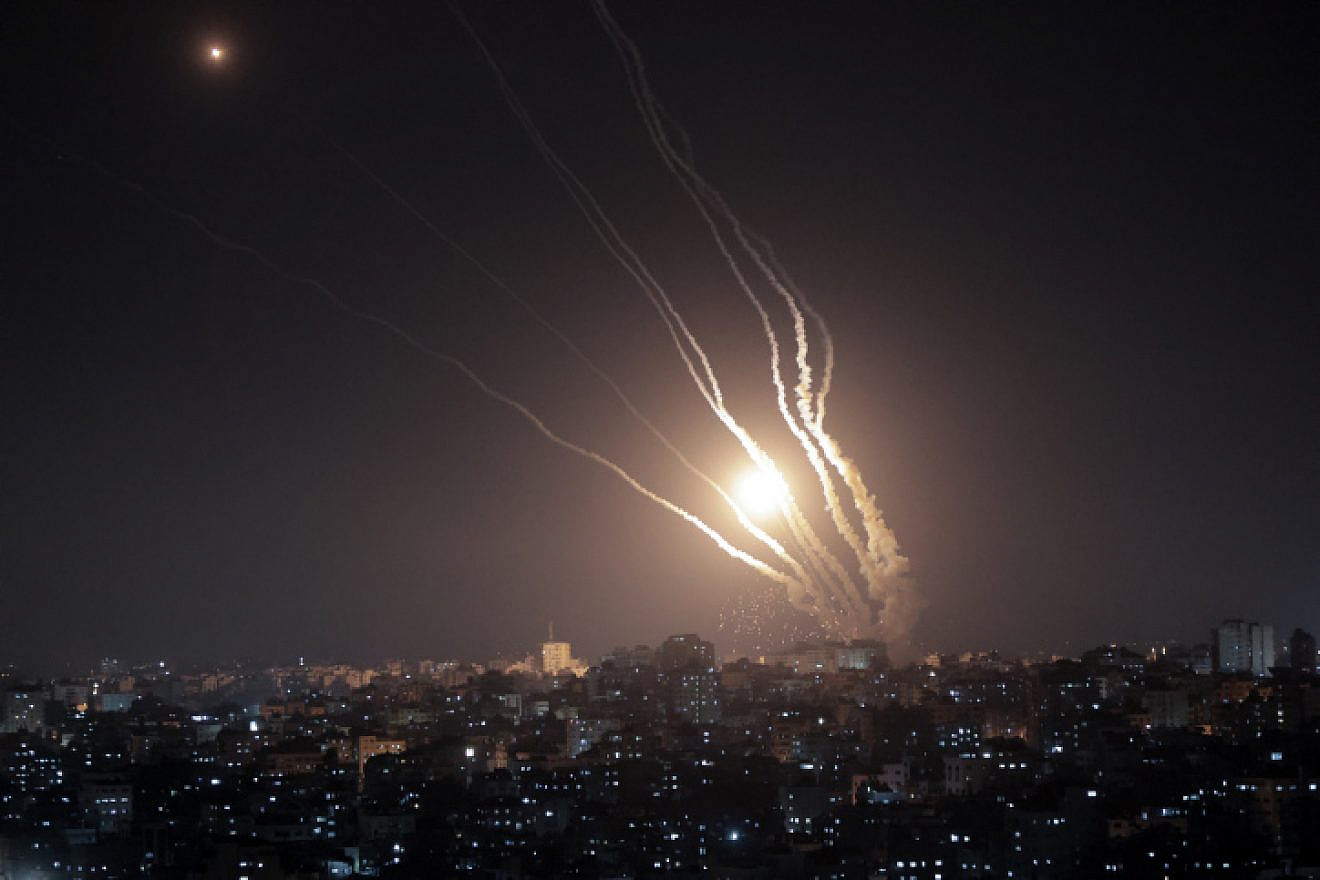 Rockets are fired from Gaza towards Israel, in the southern Gaza Strip, on May 10, 2023. Photo by Atia Mohammed/Flash90.