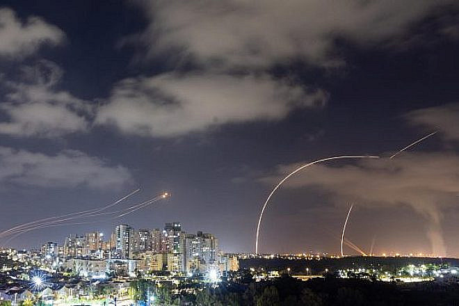 Israel's Iron Dome system intercepts rockets the Gaza Strip, as seen from Ashkelon, on May 13, 2023. Photo by Yossi Aloni/Flash90.