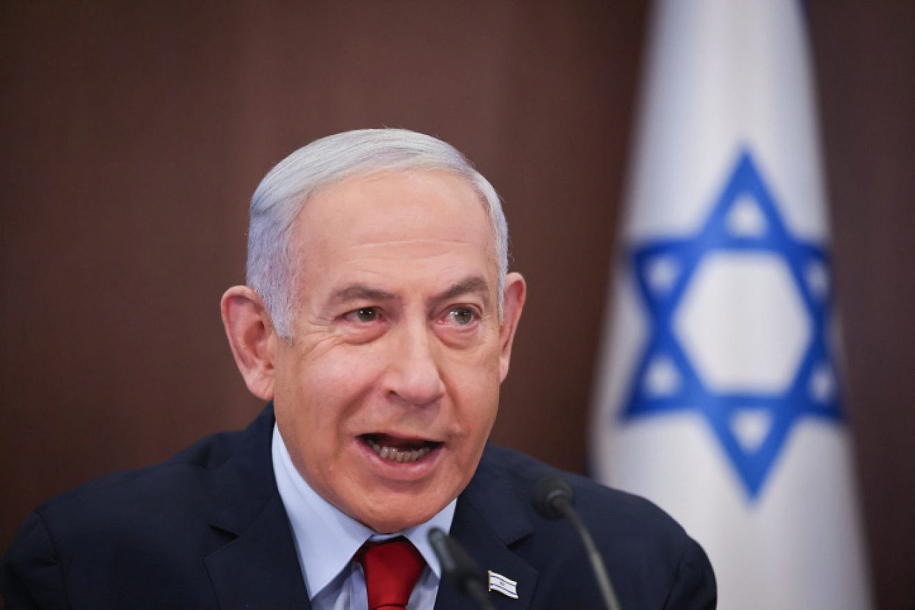 Prime Minister Benjamin Netanyahu leads a Cabinet meeting in Jerusalem, May 14, 2023. Photo by Yonatan Sindel/Flash90.