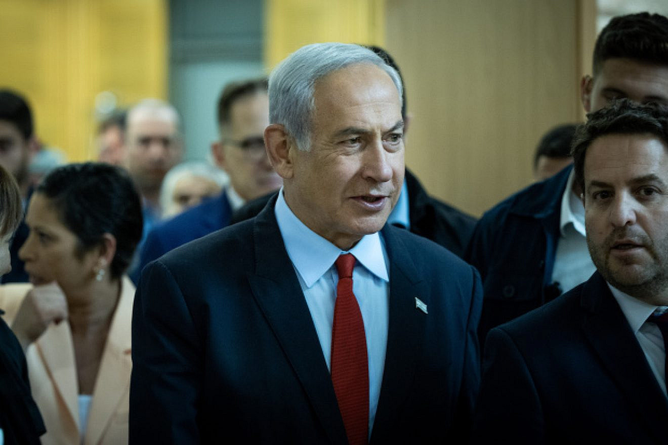 Israeli Prime Minister Benjamin Netanyahu attends a meeting on the state budget vote in the Knesset, May 23, 2023. Credit: Yonatan Sindel/Flash90.