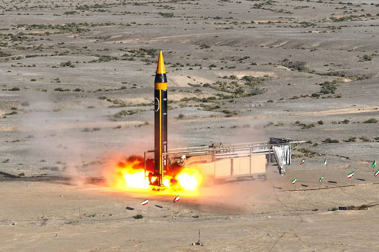 Iran tests a Khaybar ballistic missile. Source: Twitter.
