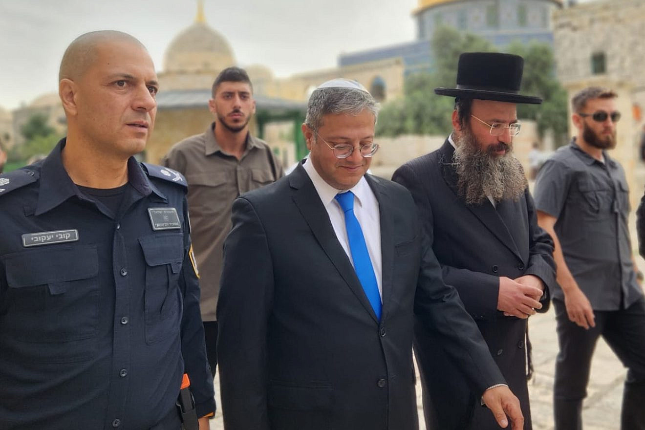 Israeli National Security Minister Itamar Ben-Gvir on the Temple Mount in Jerusalem, May 21, 2023. Source: X.