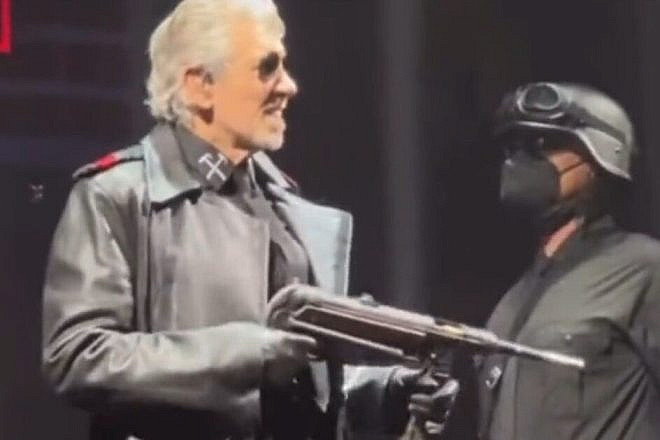 Roger Waters wears a Nazi-style uniform during a concert in Berlin on May 17, 2023. Source: Twitter.