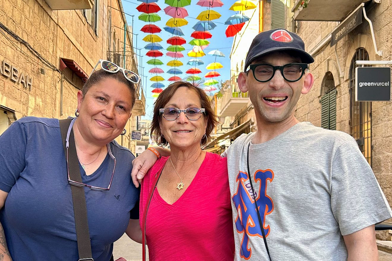 Harriet Schleifer (center) with her son, David, and Pam Murray of the Chapel Haven Schleifer Center on a trip to Israel, May 2023. Credit: Courtesy of Accessibility Accelerator.
