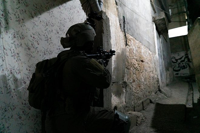 An Israel Defense Forces soldier operating in Nur Shams in western Samaria, May 29, 2023. Credit: IDF.