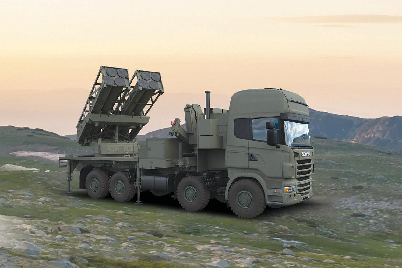 A model of the PULS (Precise and Universal Launching System) autonomous artillery rocket system. Credit: Elbit.