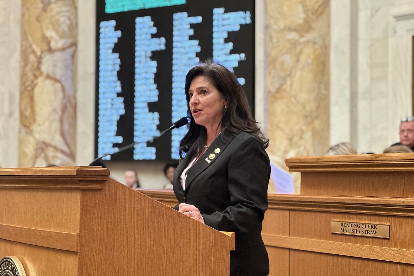 Rep. Mindy McAlindon, sponsor of the pro-Israel resolution, speaks in the Arkansas State House of Representatives. Courtesy.