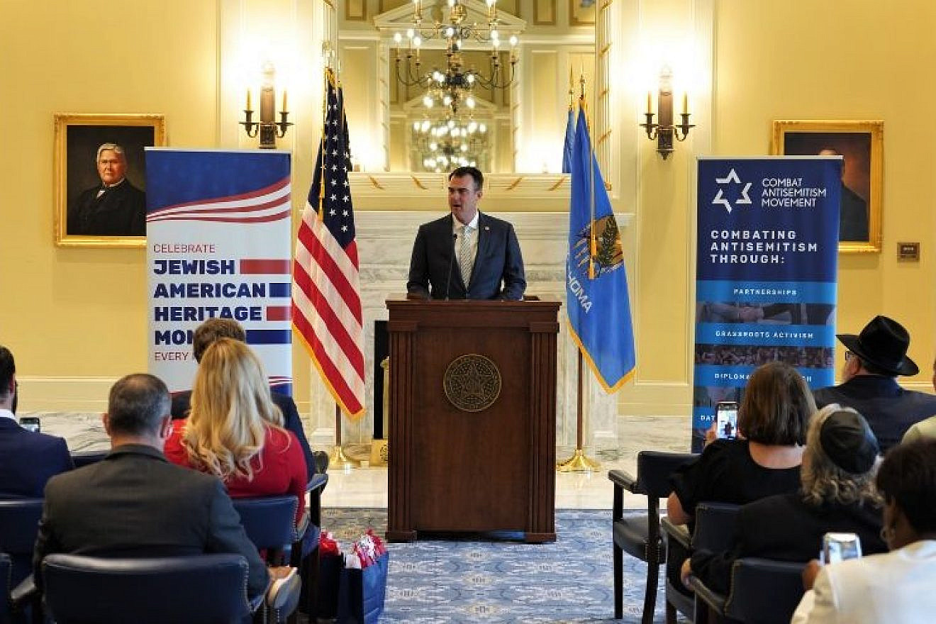 Oklahoma Gov. Kevin Stitt proclaims May as Jewish American Heritage Month at the State Capitol in Oklahoma City on May 8, 2023. Source: Twitter.