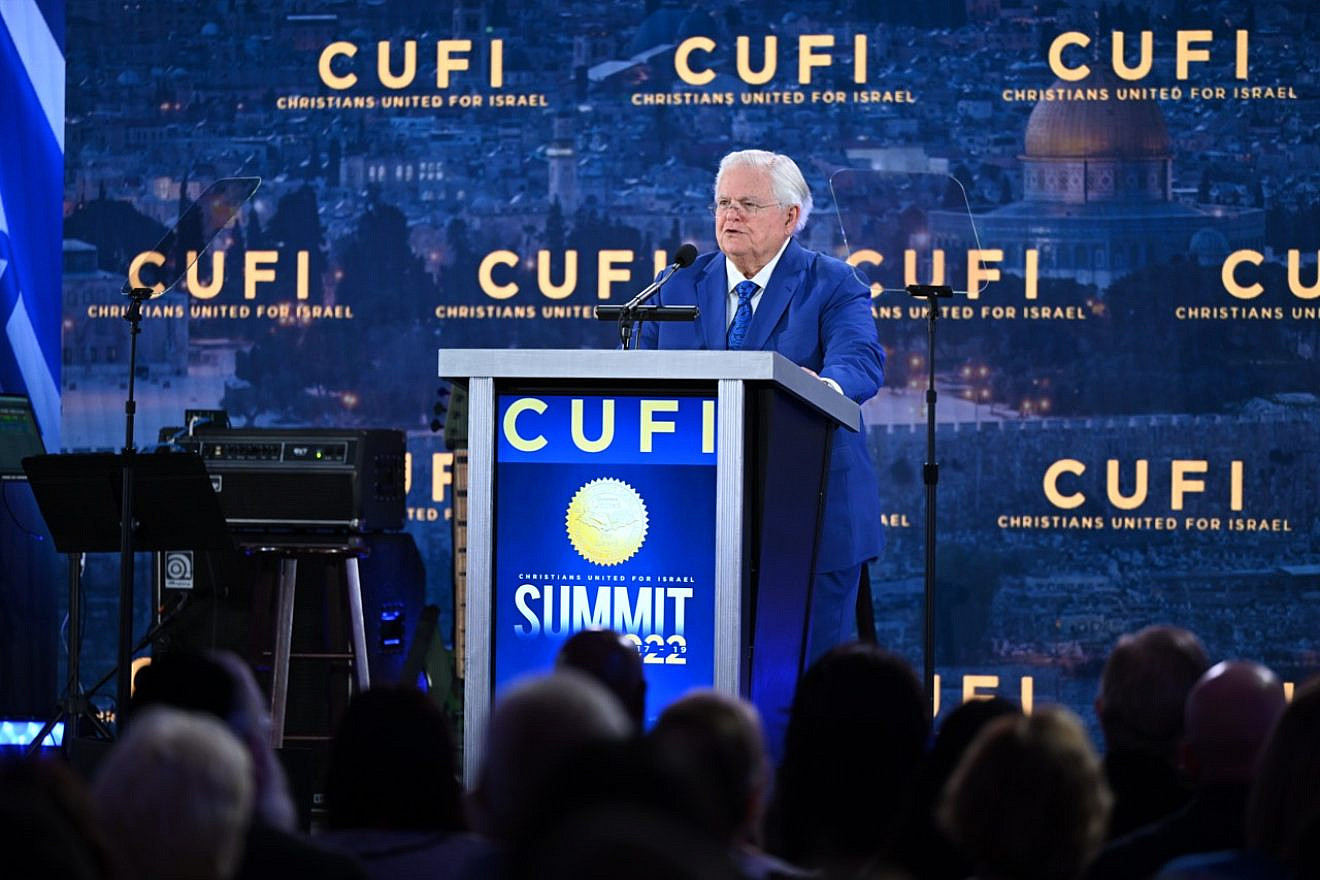 Pastor John Hagee speaking at the 2022 Christians United for Israel (CUFI) Washington Summit. Credit: CUFI/Oren Cohen.