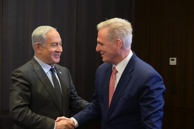 Prime Minister Benjamin Netanyahu meets with U.S. House Speaker Kevin McCarthy in Jerusalem, May 1, 2023. Photo by Amos Ben-Gershom/GPO.