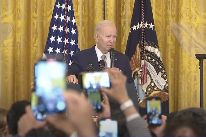 President Joe Biden speaks at a White House reception celebrating Eid al-Fitr, May 1, 2023. Source: YouTube screenshot.