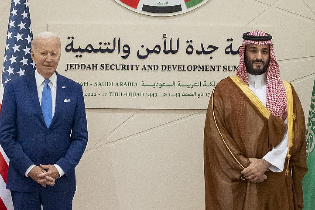 U.S. President Joe Biden (left) and Saudi Crown Prince Mohammed bin Salman in Jeddah on July 17, 2022. Source: Wikimedia Commons via the U.S. president's Twitter account.