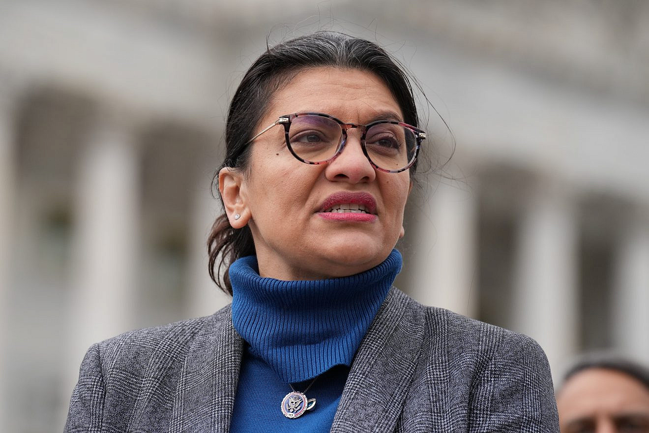 Rep. Rashida Tlaib (D-MI) speaks in support of the “No Muslim Ban” bill during a press conference at the U.S. Capitol in Washington, D.C., on Jan. 26, 2023. Credit: Phil Pasquini/Shutterstock.