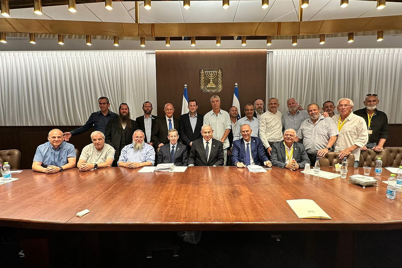 Yesha Council leaders meet with Prime Minister Benjamin Netanyahu at the Prime Minister’s Office, April 27, 2023. Credit: Yesha Council.