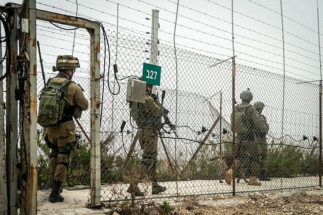 Israeli soldiers patrol the Lebanese border, April 26, 2021. Credit: IDF Spokesperson via TPS.