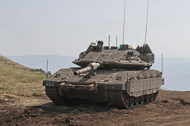 An IDF Merkava IV tank on the Golan Heights, May 21, 2023. Photo by Ofer Zidon/Flash90.
