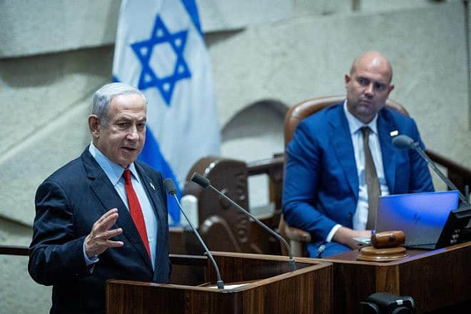 Israeli Prime Minister Benjamin Netanyahu attends a Knesset debate, June 26, 2023. Photo by Yonatan Sindel/Flash90.