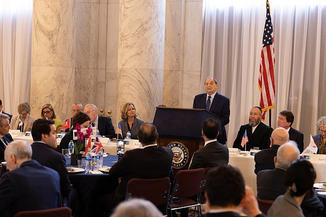 Abe Foxman, former national director of the Anti-Defamation League, speaks at the U.S. Capitol on May 31, 2023. Credit: Courtesy.