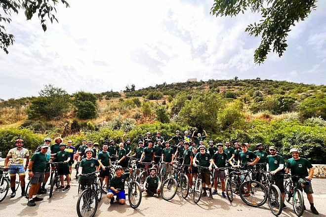 A 40-kilometer bike ride supported the work of the Friendship Circle of Southern Jerusalem, June 2, 2023. Photo by Ben Bresky.