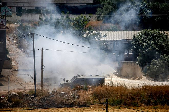 IDF vehicles during a fight with terrorists in Jenin, June 19, 2023. Photo by Nasser Ishtayeh/Flash90.