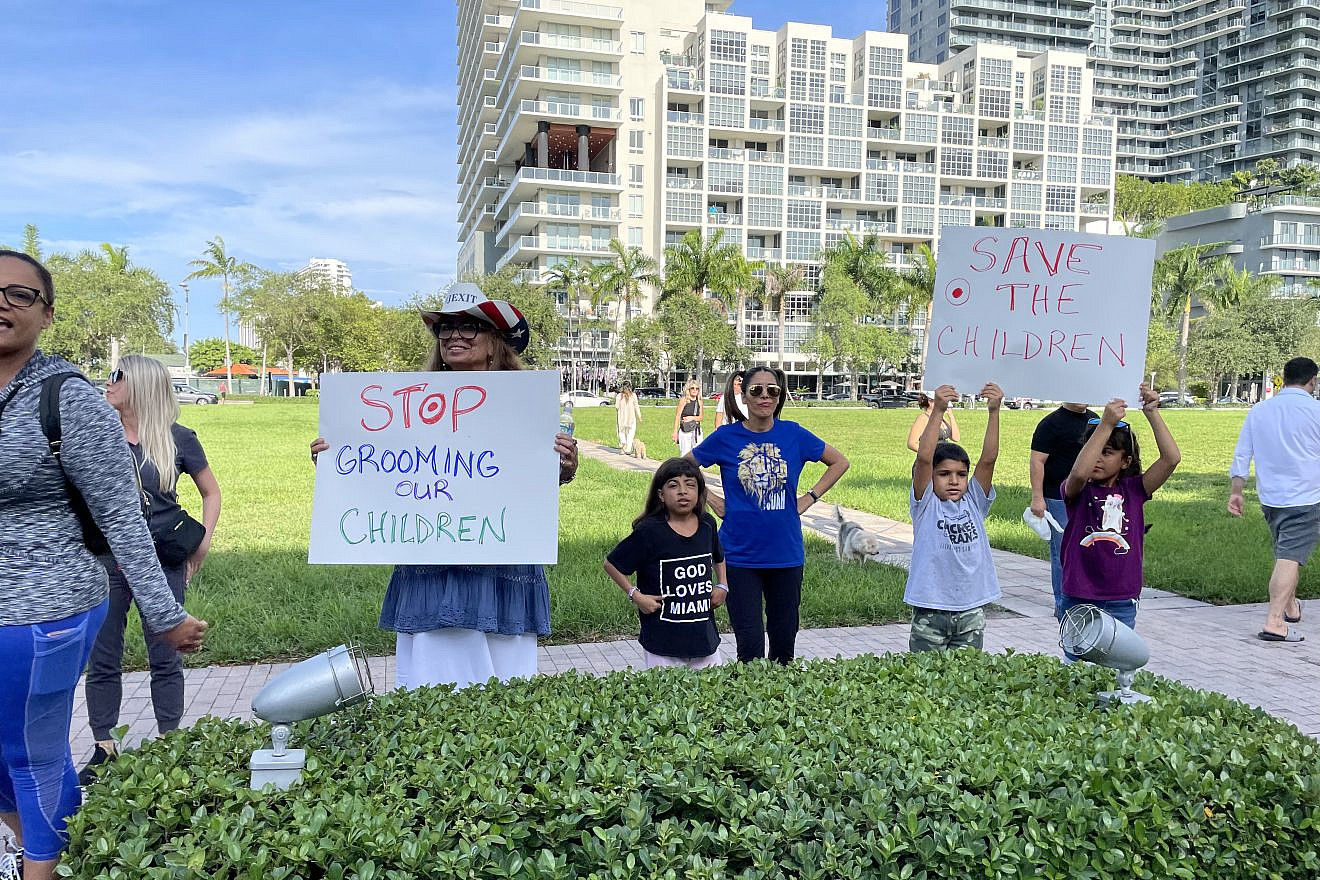 Protesters against Target's LGBTQ Pride merchandise for children in Miami on June 1, 2023. Photo by Sergio Carmona.