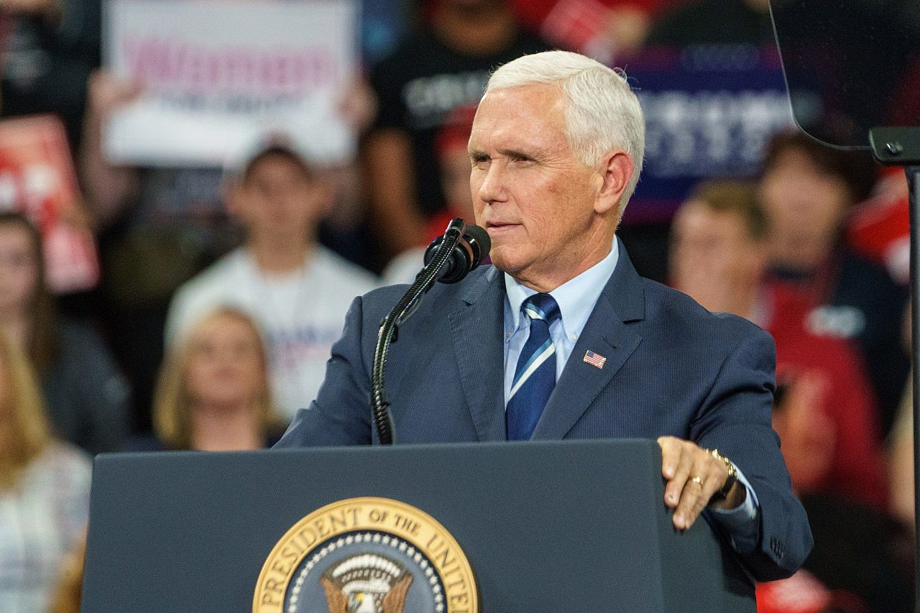 U.S. Vice President Mike Pence speaking at a political rally on  Dec. 7, 2019. Credit: George Sheldon/Shutterstock.