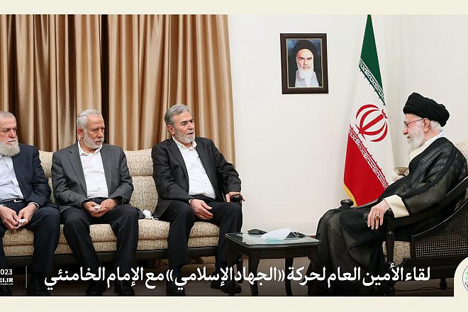 Iranian Supreme Leader Ali Khamenei hosts Palestinian Islamic Jihad leader Ziyad al-Nakhalah in Tehran, June 14, 2023. Source: Twitter.