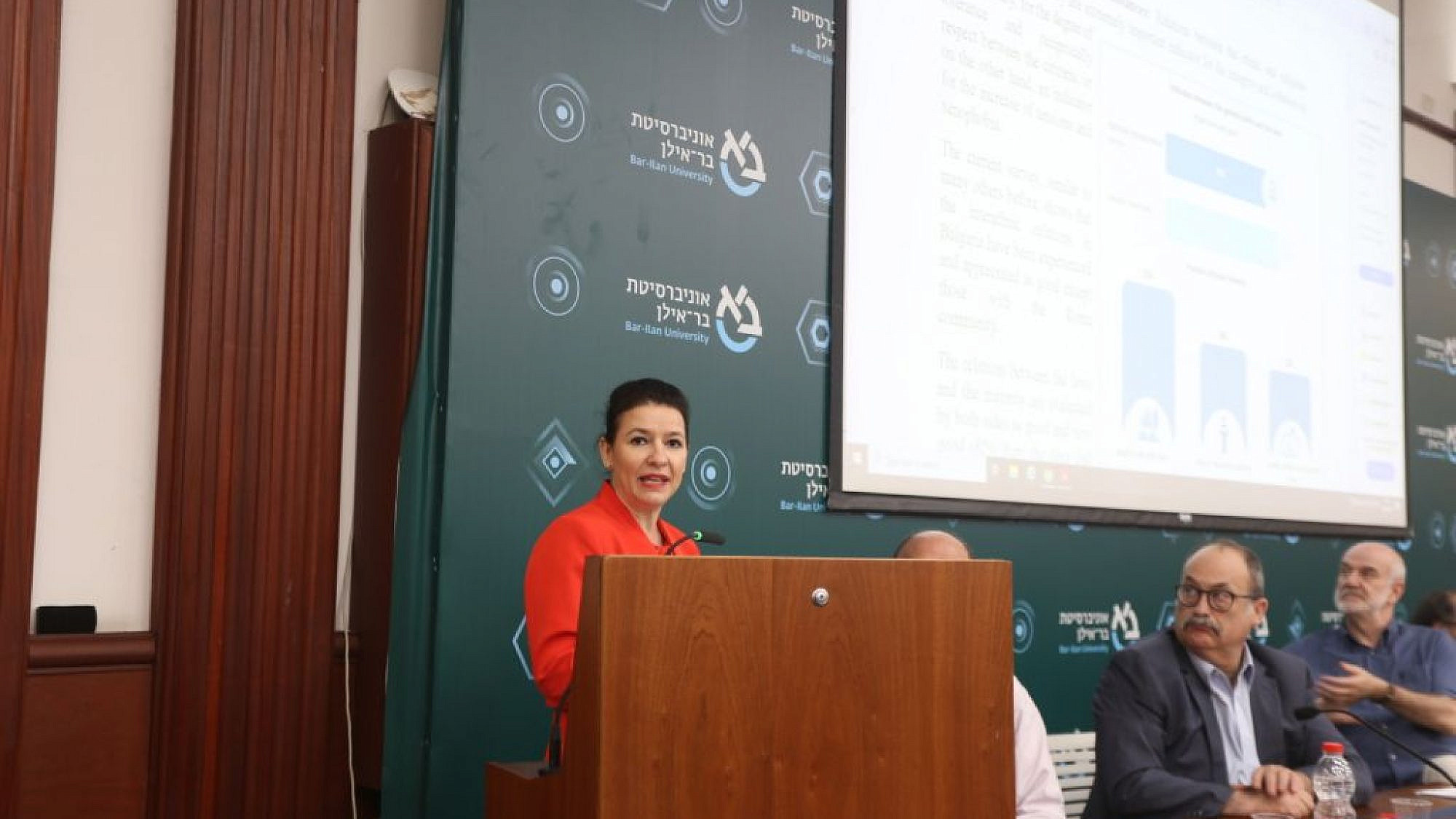 Dr. Rumyana Christidi discusses issues of Bulgarian antisemitism at a Bar-Ilan University conference in Ramat Gan, June 12, 2023. Photo by Eitan Elhadez-Barak/TPS.