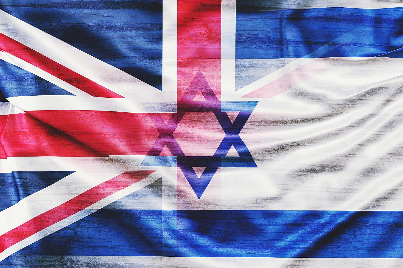 Flags of Israel and the United Kingdom. Credit: Jacek Wojnarowski/Shutterstock.