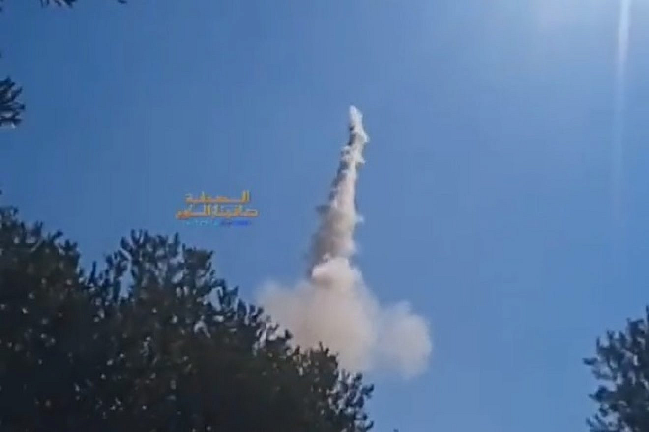 A rocket purportedly fired from Jenin, in northern Samaria, on June 26, 2023. Source: Twitter.