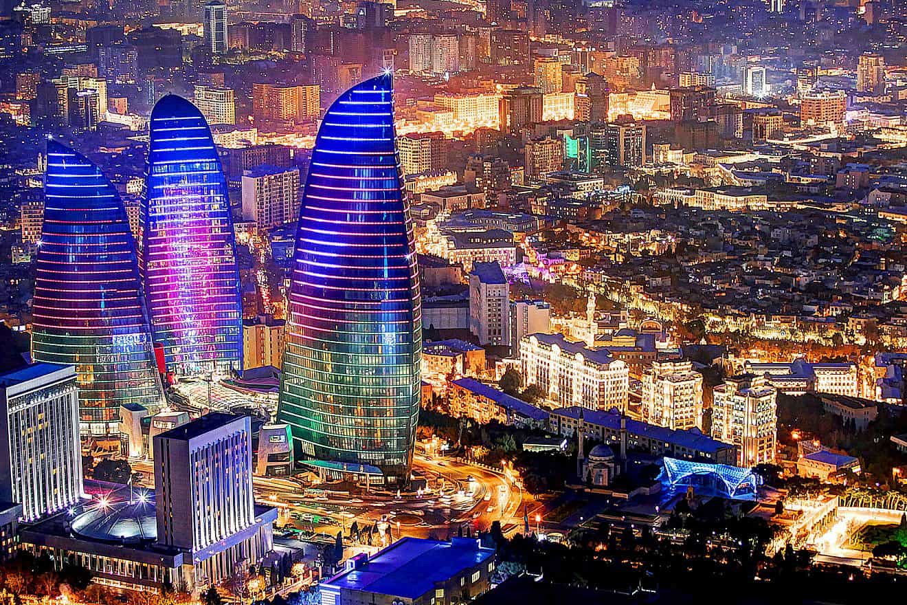 View of Baku, the capital of the Republic of Azerbaijan at night. Credit: Wikimedia Commons.