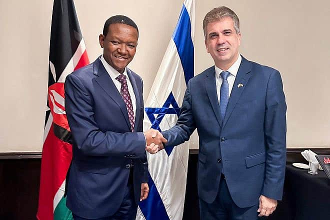 Kenyan Foreign Minister Alfred Mutua with Israeli Foreign Minister Eli Cohen in Nairobi, July 16, 2023. Source: Twitter.