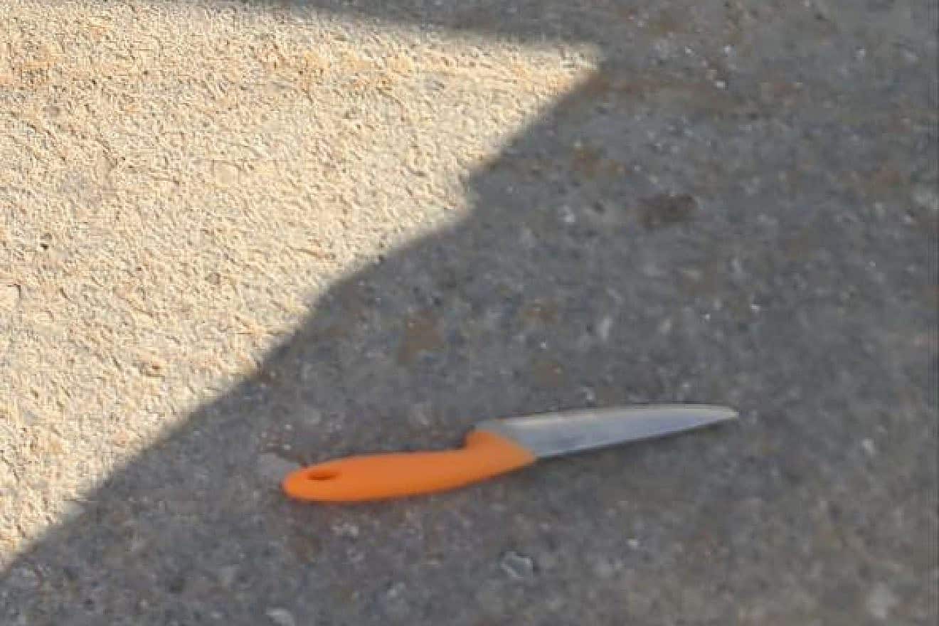 The knife that was intended to be used in a terror attack in Kiryat Arba. Credit: IDF