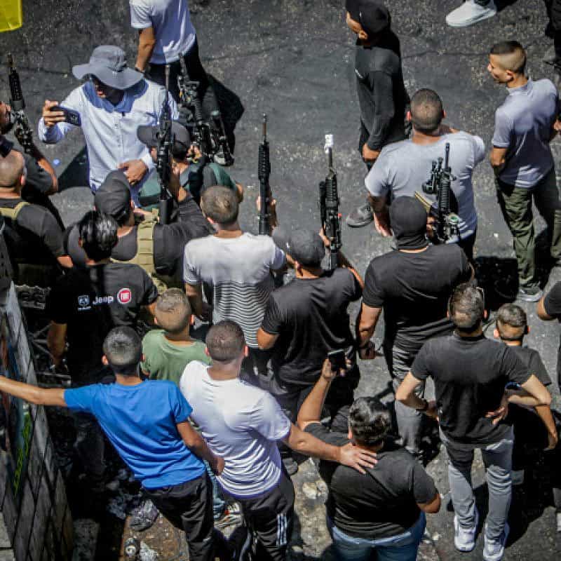 Armed Palestinians march after an Israeli military operation in Jenin, July 5, 2023. Photo by Nasser Ishtayeh/Flash90.