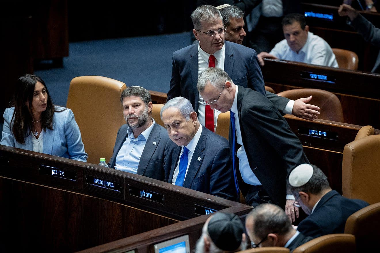A vote on the reasonableness bill at the assembly hall of the Knesset, the Israeli parliament in Jerusalem on July 24, 2023. Photo by Yonatan Sindel/Flash90.
