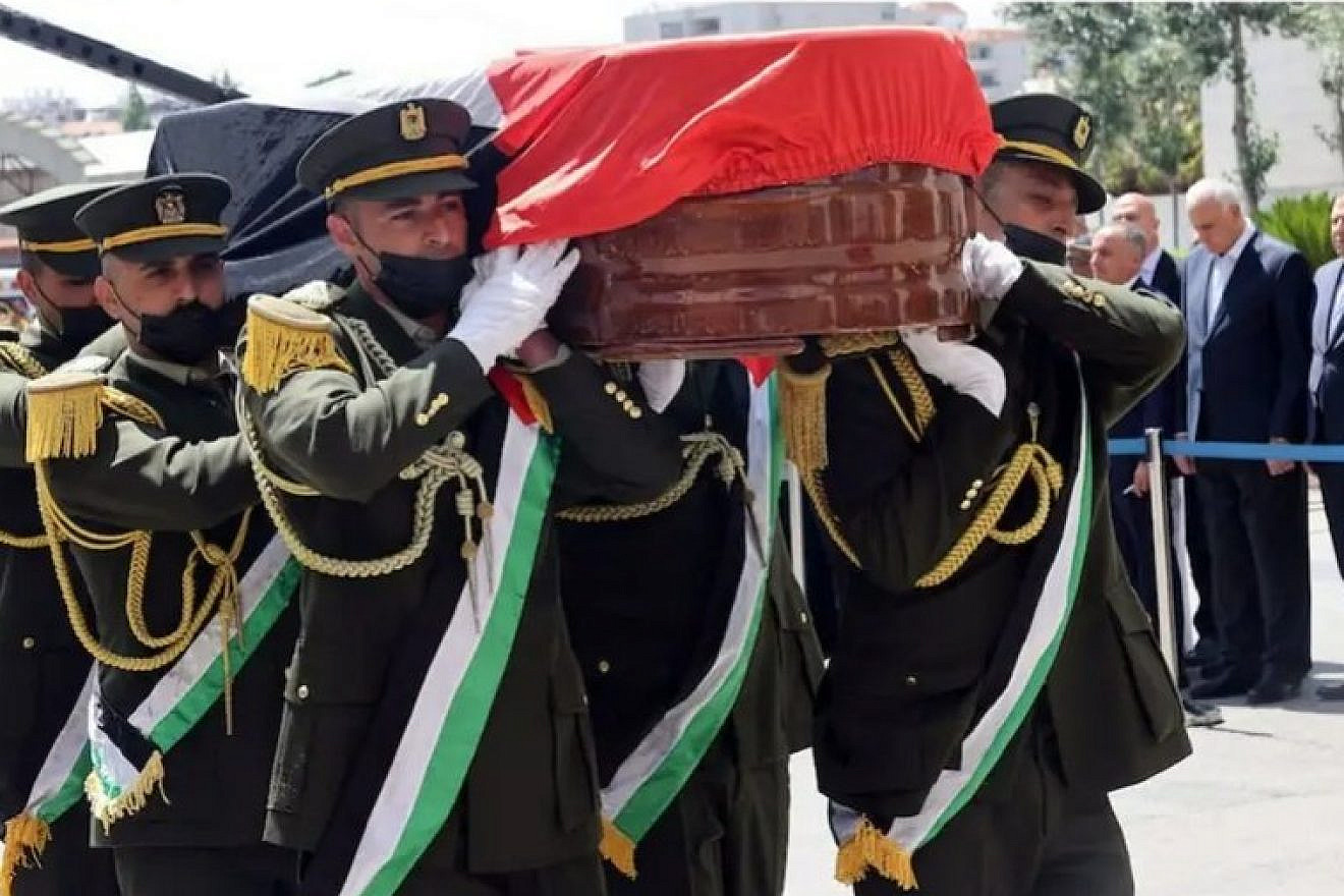 The funeral in Ramallah for Qadri Abu Bakr, head of the Palestinian Commission of Detainees and Ex-Detainees Affairs, July 2, 2023. Source: Twitter.