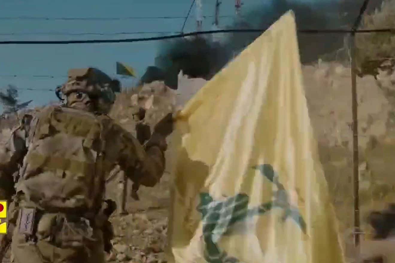 Screenshot from a Hezbollah video simulating an attack on an Israeli military post. Source: Twitter